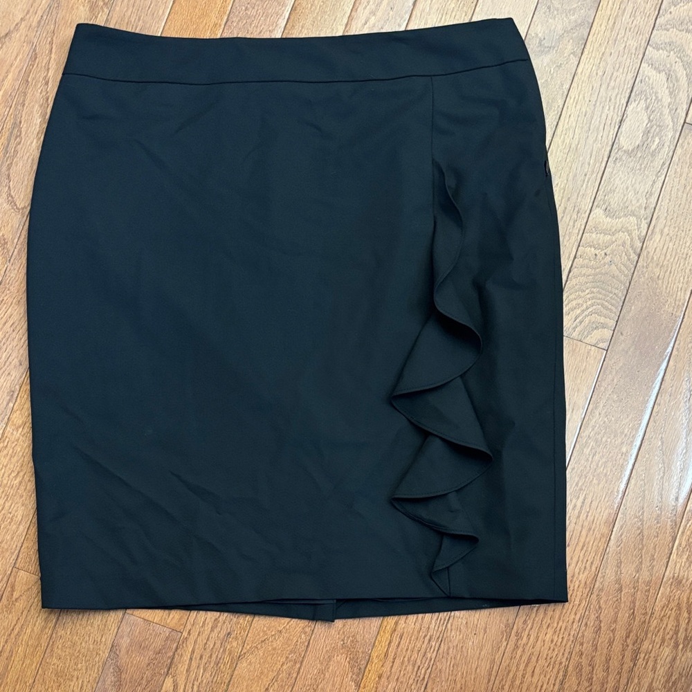 The Limited Black Pencil Skirt with Ruffle Accent